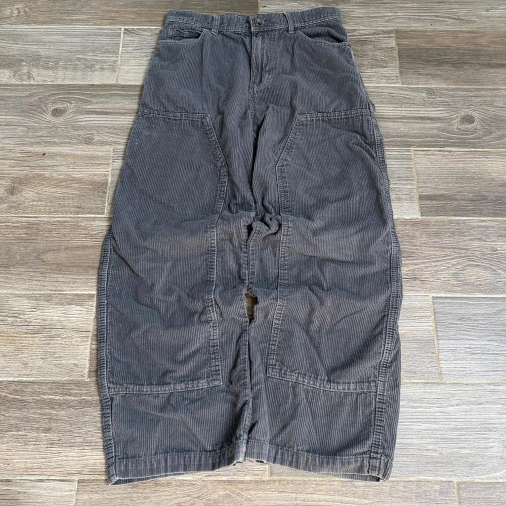 Y2K 2000s gray corduroy baggy double knee carpenter pants size 31"
